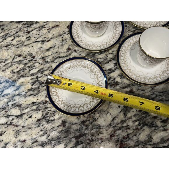 Cauldon 1900s Demitasse Espresso Set Cup Saucer 414J Antique 7 Pcs Blue Gold - Picture 6 of 16